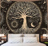 Tree of Life Tapestry Gloden Sun and Moon Wall Hanging Tapestry